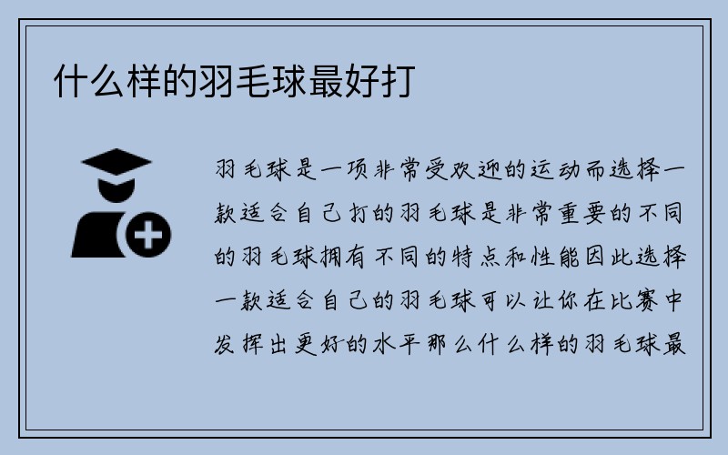 什么样的羽毛球最好打