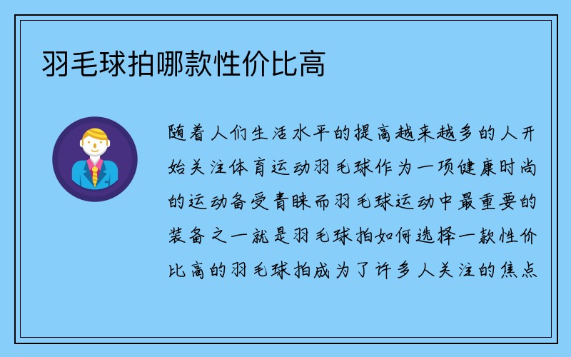 羽毛球拍哪款性价比高