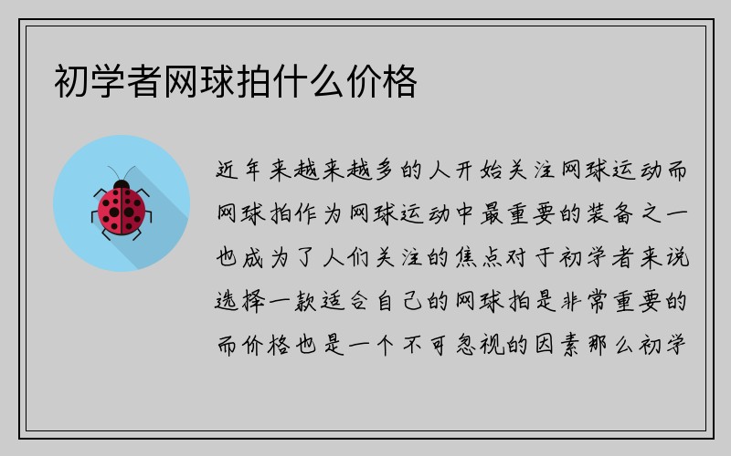 初学者网球拍什么价格